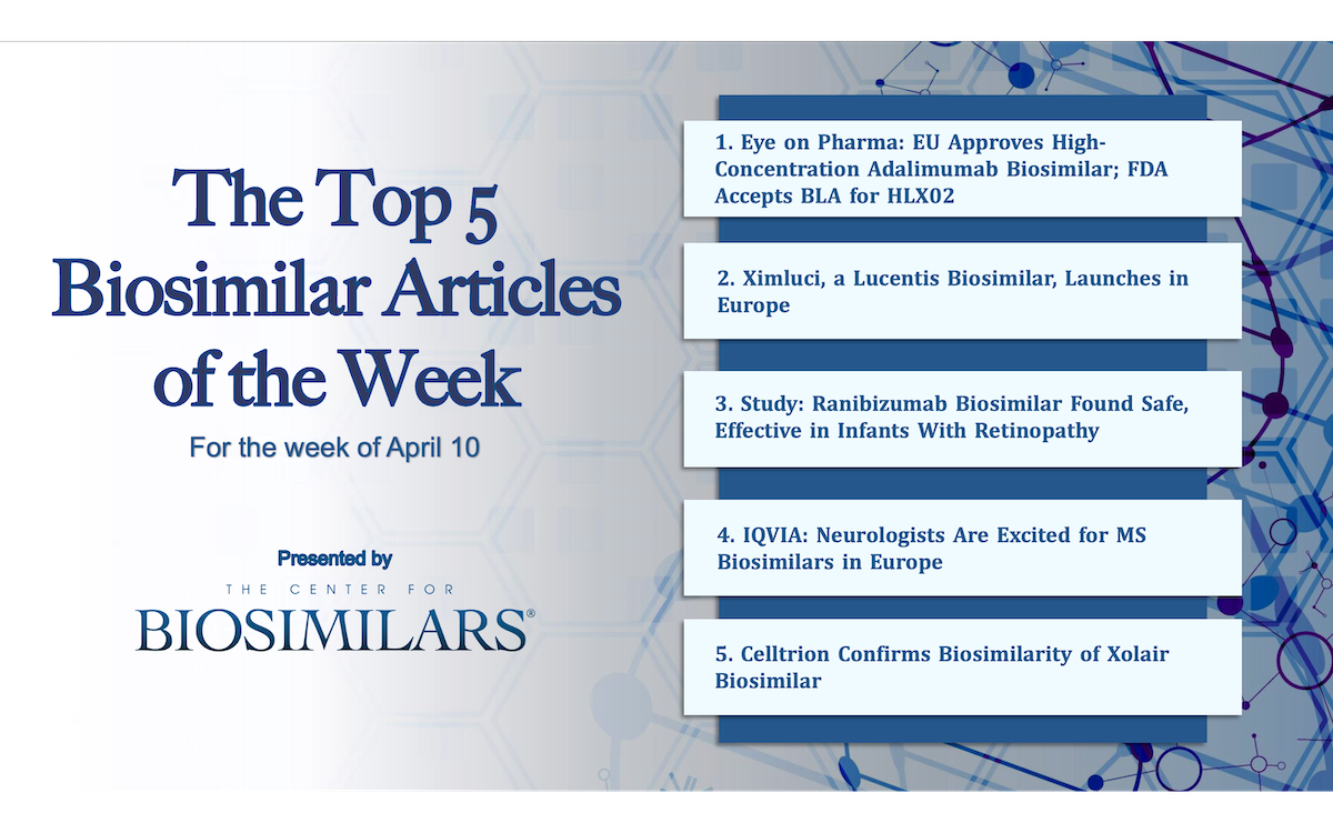 Here are the top 5 biosimilar articles for the week of April 10, 2023.