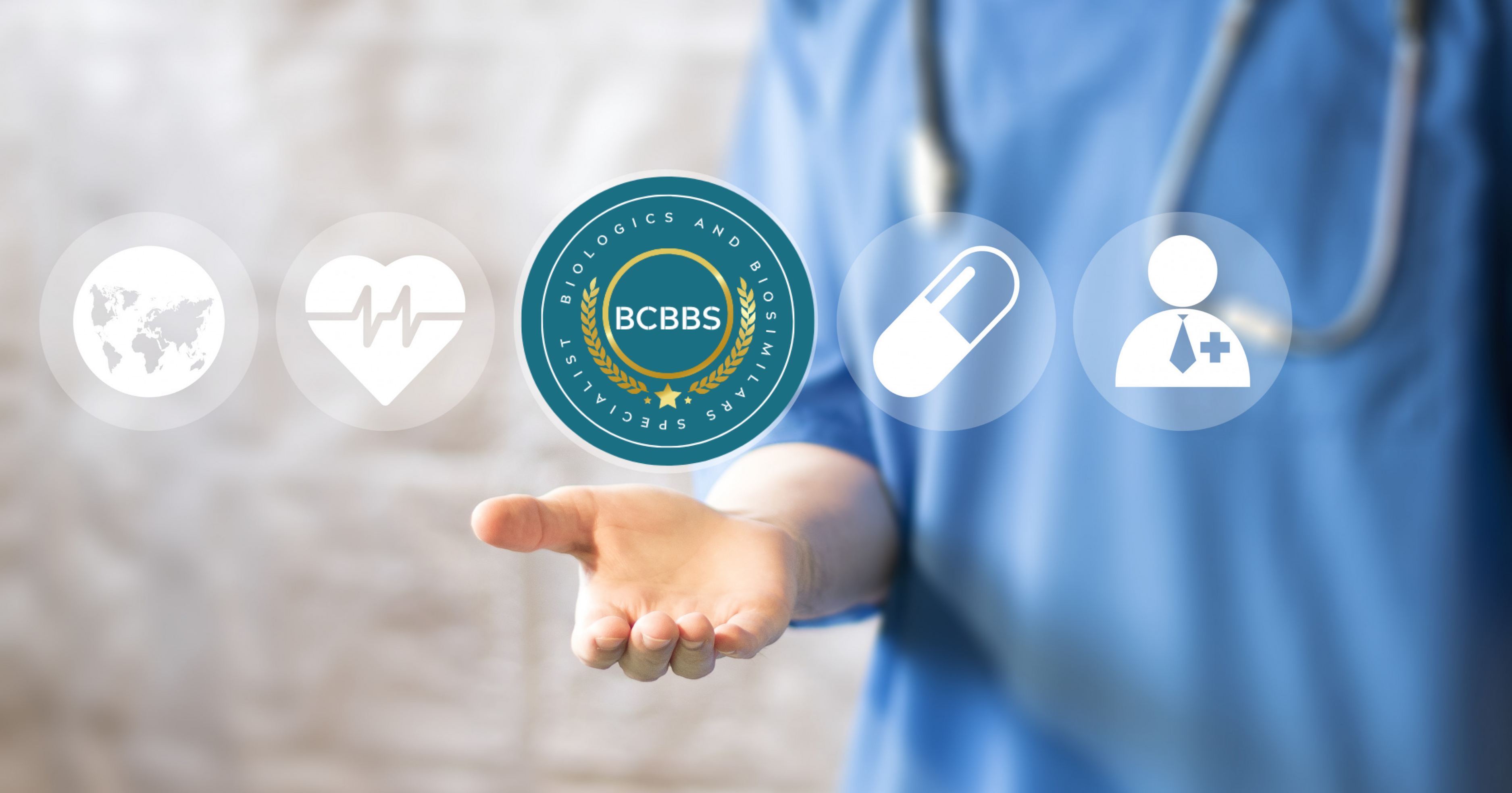 doctor man holding health circles with BCBBS logo