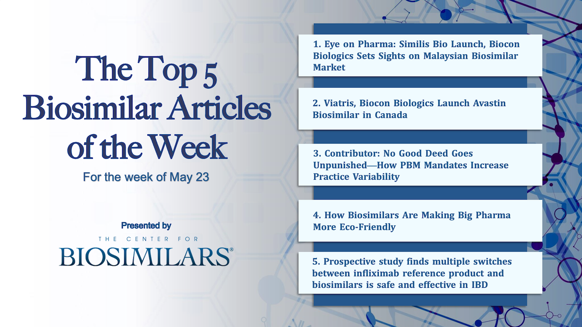Here are the top 5 biosimilar articles for the week of May 23, 2022.