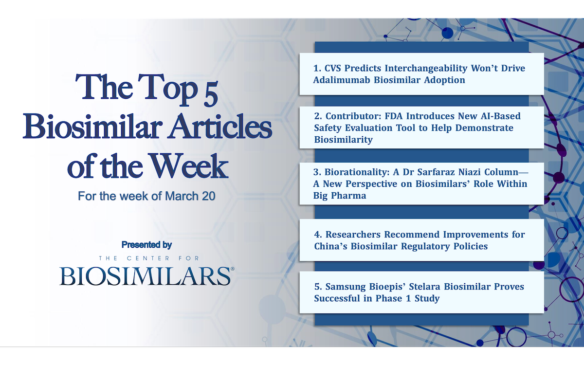 Here are the top 5 biosimilar articles for the week of March 20, 2023.