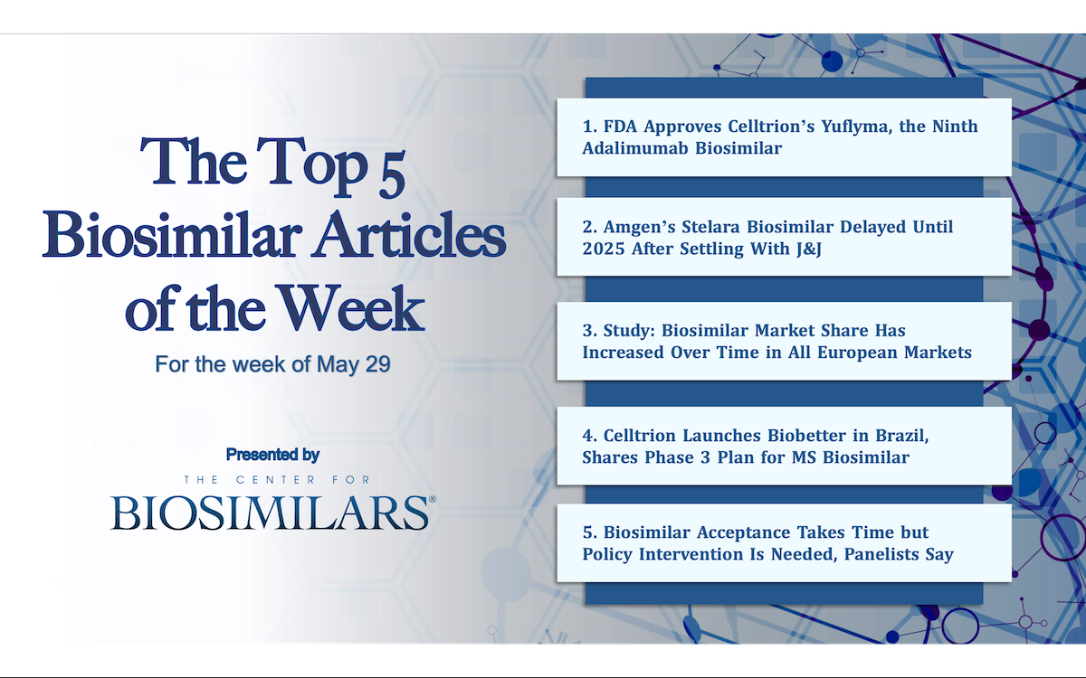 Here are the top 5 biosimilar articles for the week of May 29, 2023.