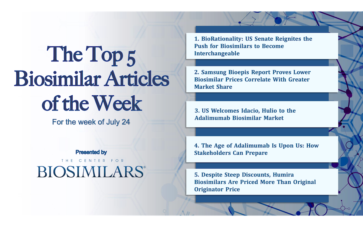 Here are the top 5 biosimilar articles for the week of July 24, 2023.