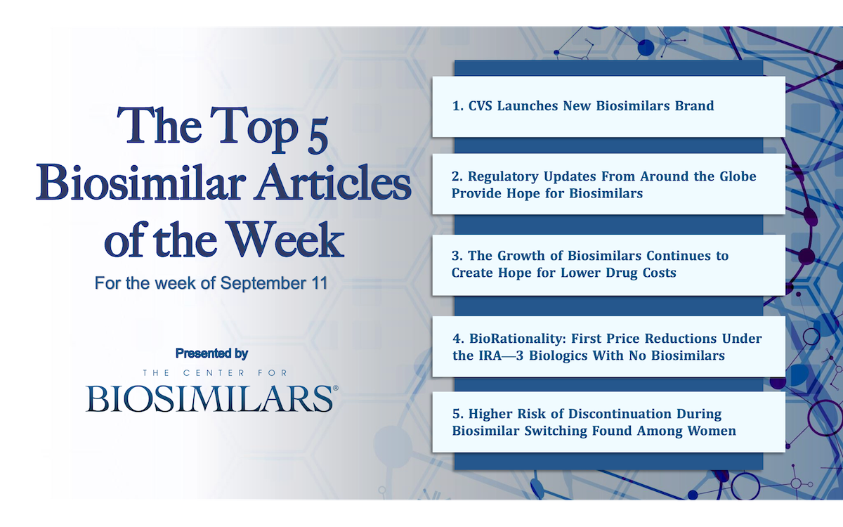 Here are the top 5 biosimilar articles for the week of September 11, 2023.