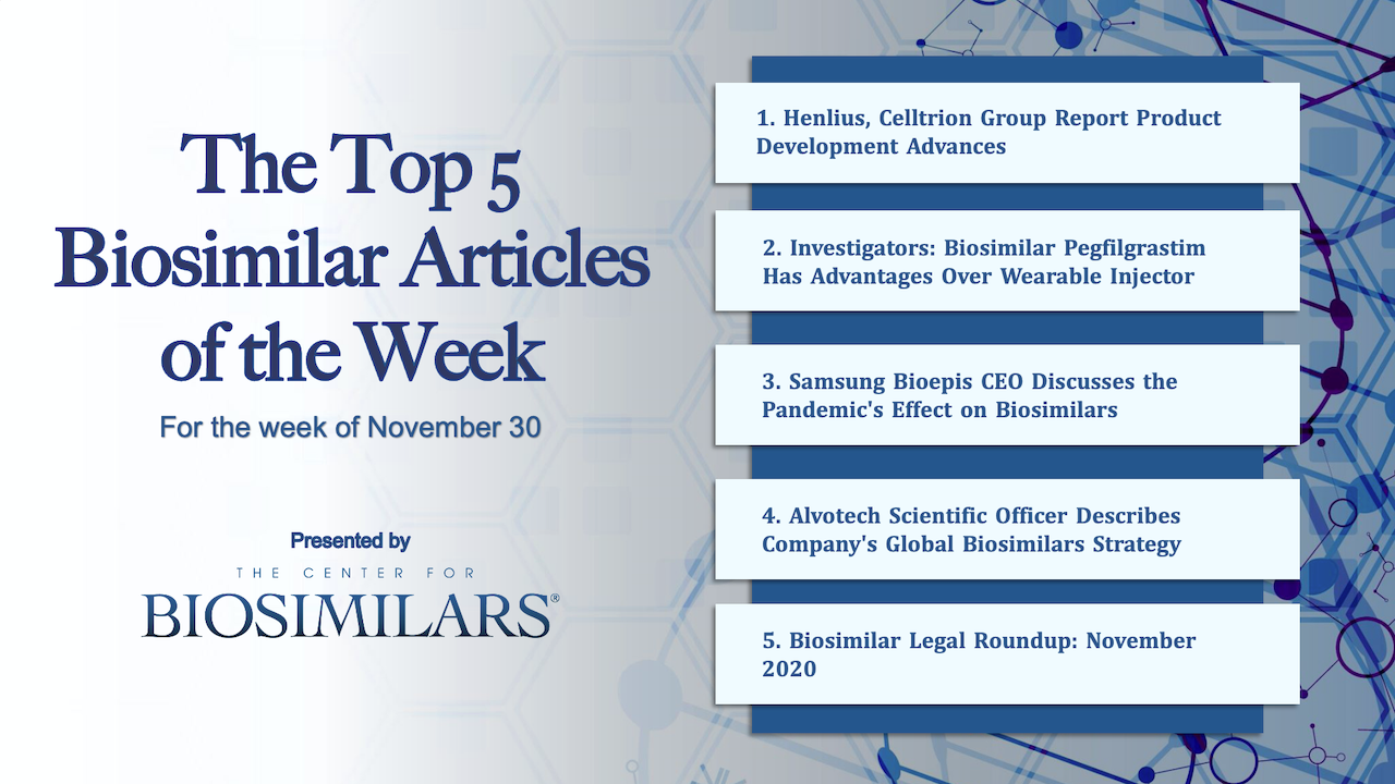 Here are the top 5 biosimilar articles for the week of November 30, 2020.