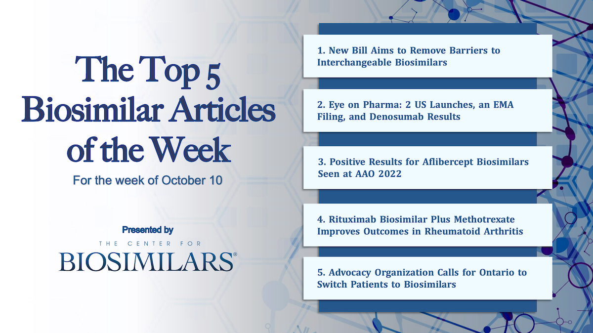 Here are the top 5 biosimilar articles for the week of October 10, 2022.