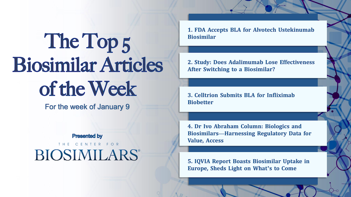 Here are the top 5 biosimilar articles for the week of January 9, 2023.