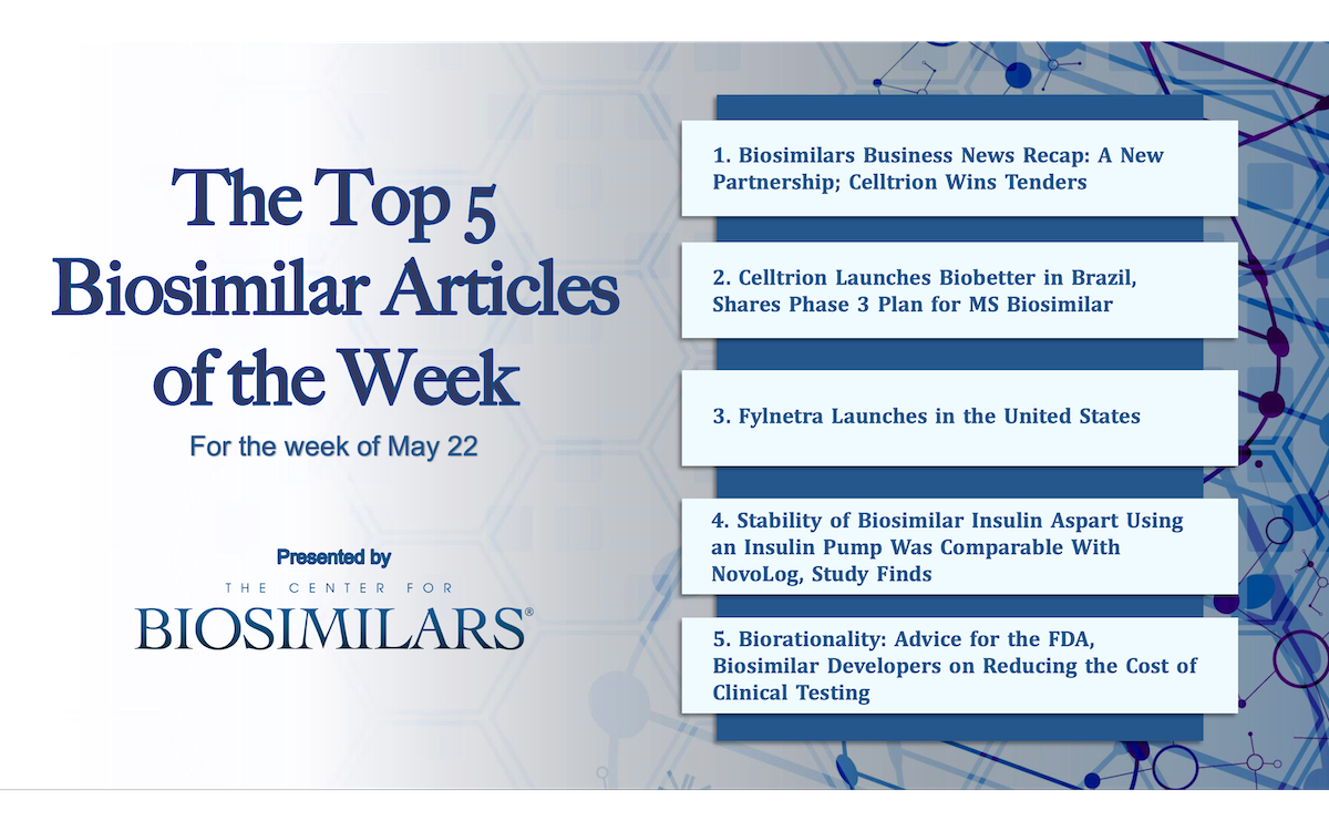 Here are the top 5 biosimilar articles for the week of May 22, 2023.
