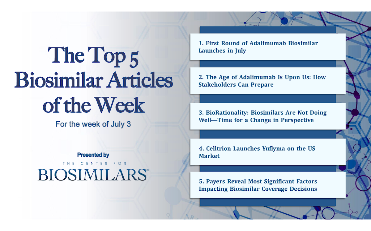 Here are the top 5 biosimilar articles for the week of July 3, 2023.
