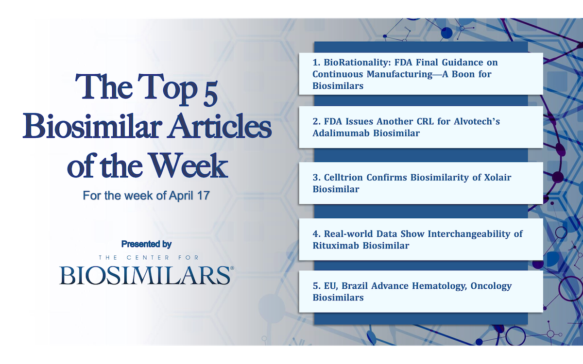 Here are the top 5 biosimilar articles for the week of April 17, 2023.
