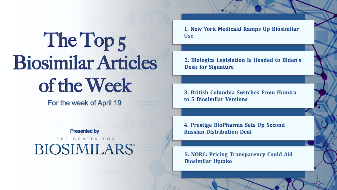 Here are the top 5 biosimilar articles for the week of April 19, 2021.
