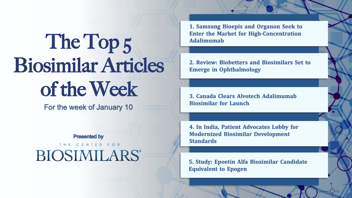 Here are the top 5 biosimilar articles for the week of January 10, 2022.