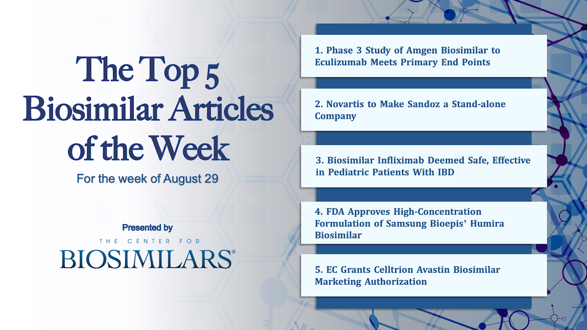 Here are the top 5 biosimilar articles for the week of August 29, 2022.