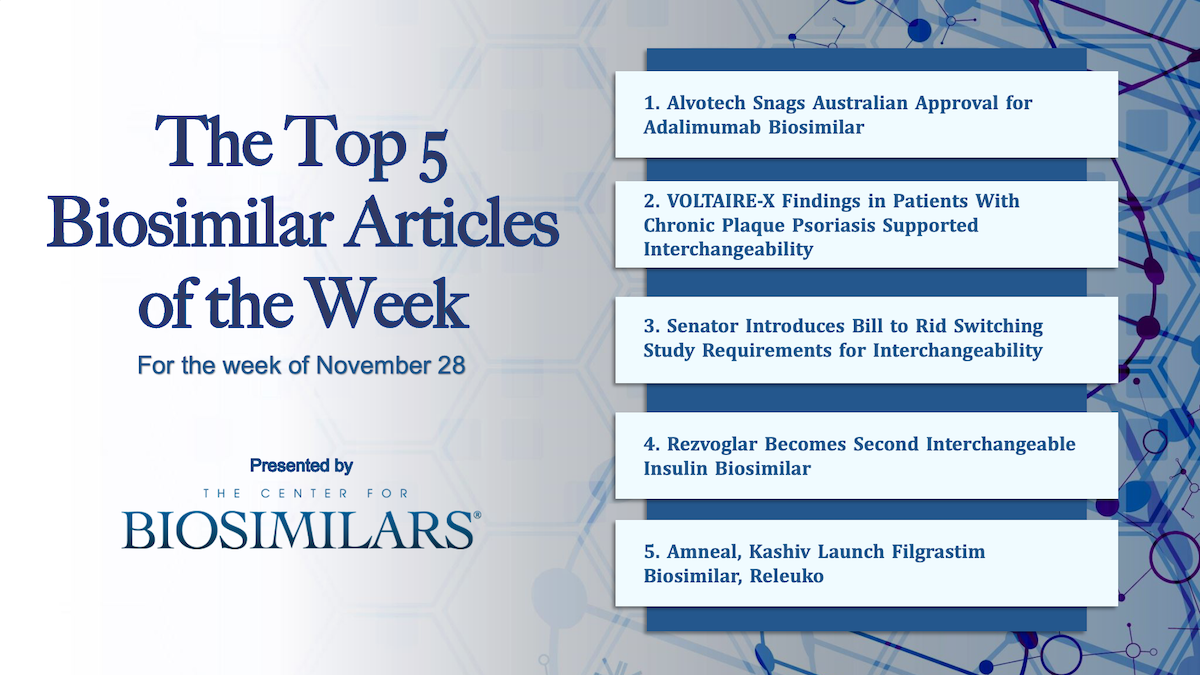 Here are the top 5 biosimilar articles for the week of November 28, 2022.