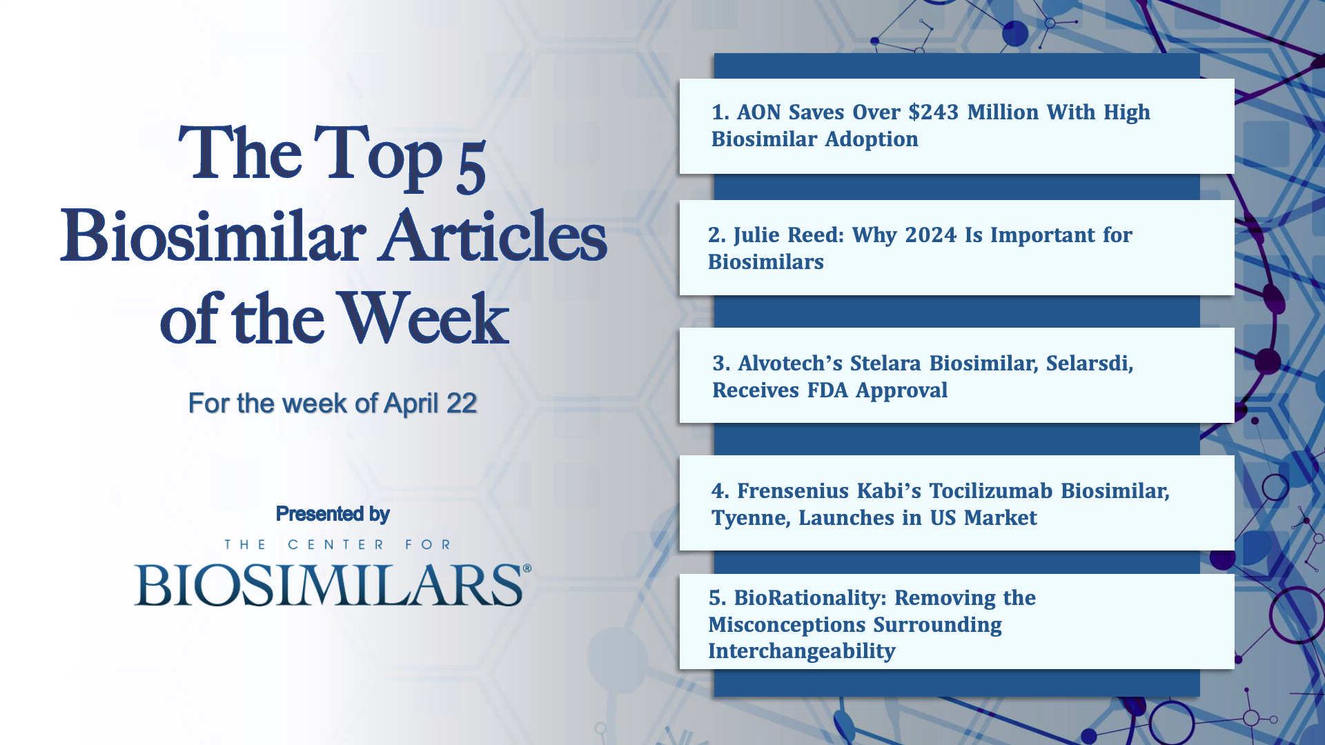 The Top 5 Biosimilar Articles of the Week. 