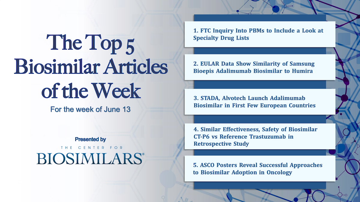 Here are the top 5 biosimilar articles for the week of June 13, 2022.