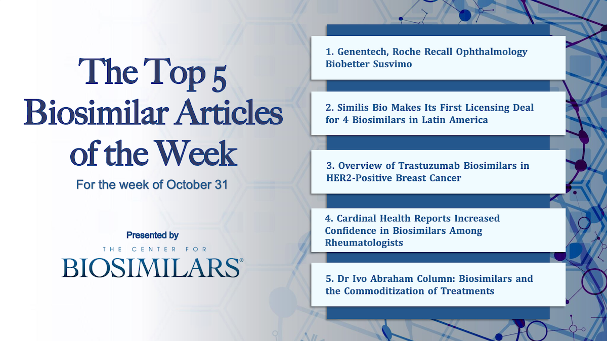 Here are the top 5 biosimilar articles for the week of October 31, 2022.
