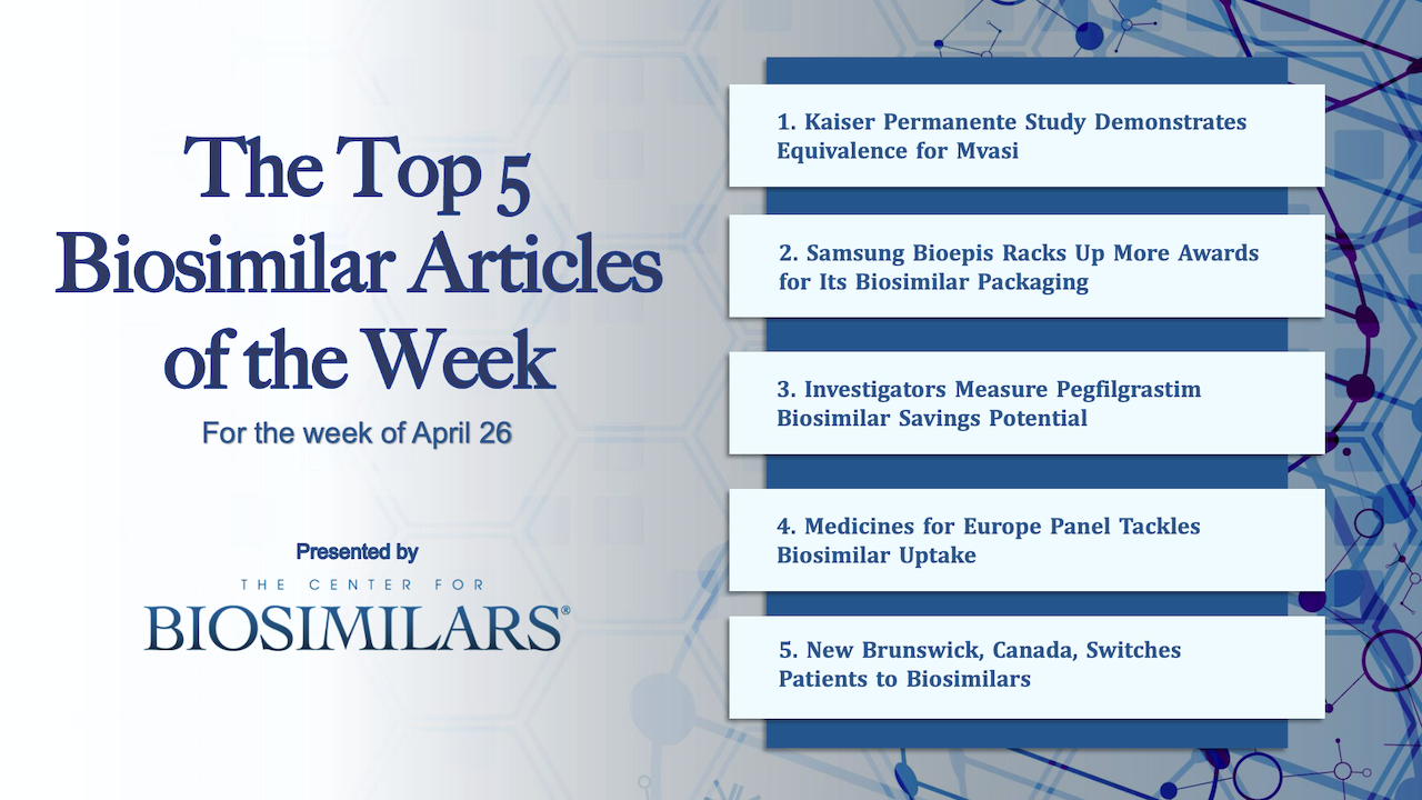 Here are the top 5 biosimilar articles for the week of April 26, 2021.