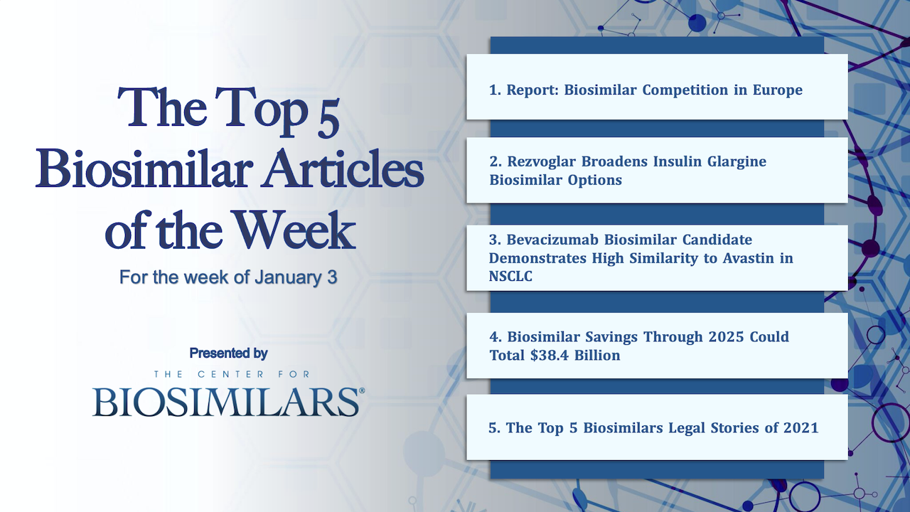 Here are the top 5 biosimilar articles for the week of January 3, 2022.
