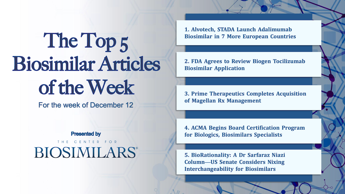 Here are the top 5 biosimilar articles for the week of December 12, 2022.