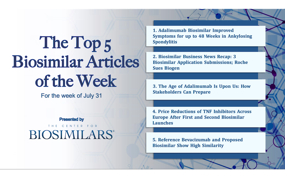 Here are the top 5 biosimilar articles for the week of July 31, 2023.