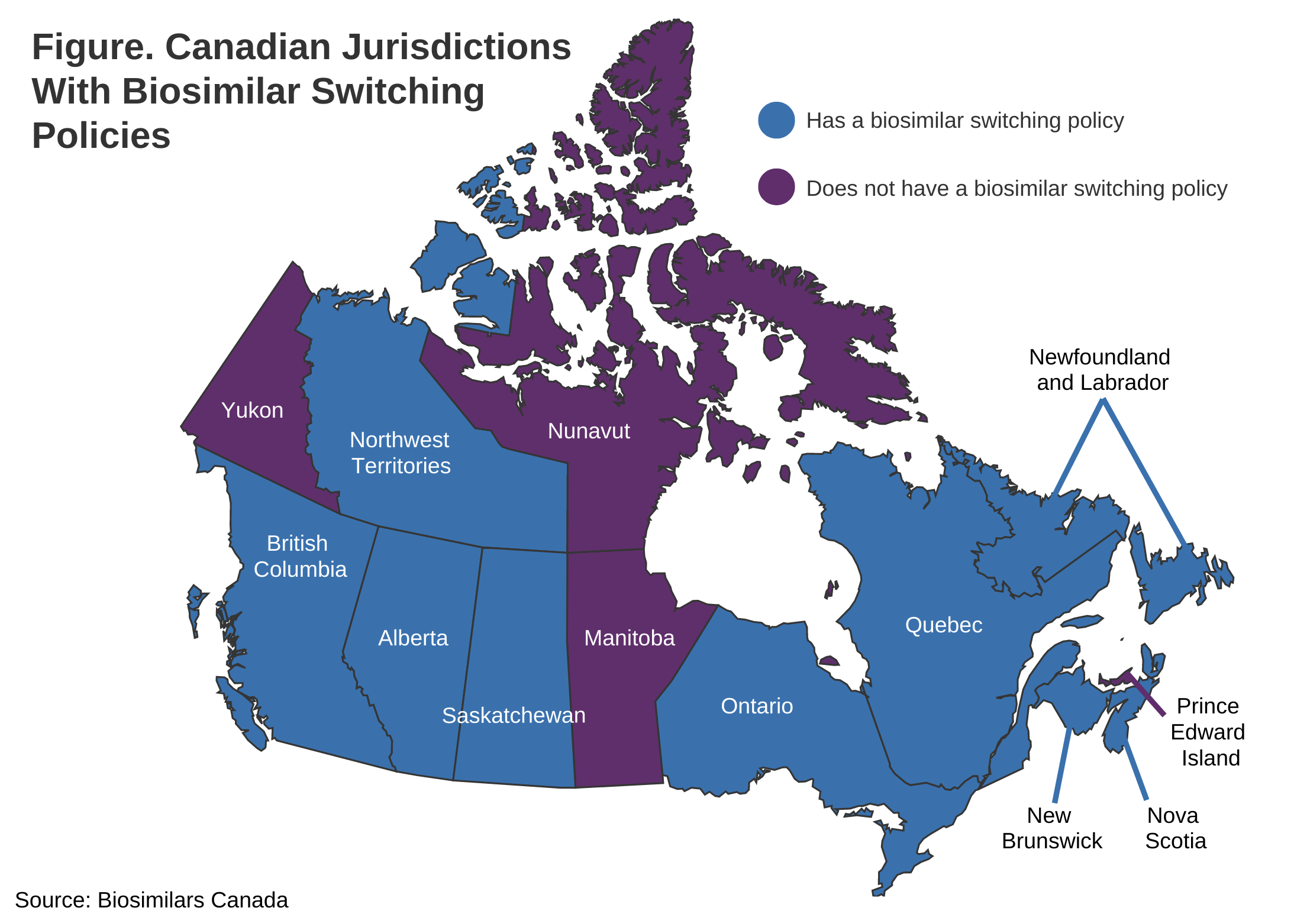 Figure. Canadian Jurisdictions With Biosimilar Switching Policies