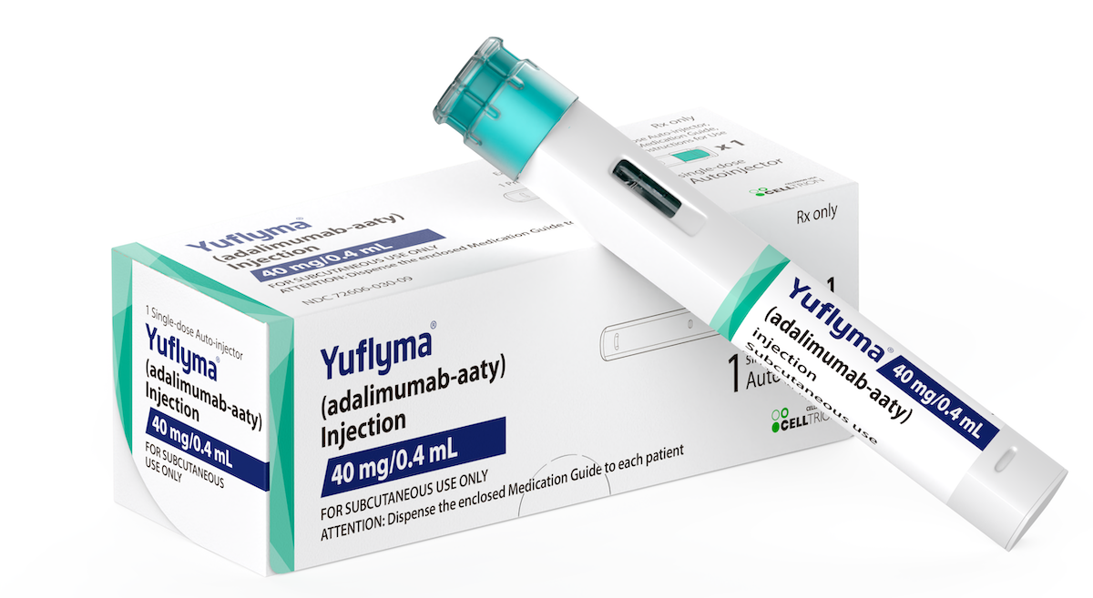 Yuflyma auto-injector device and box