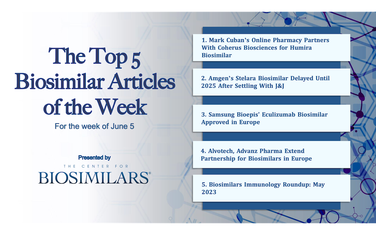 Here are the top 5 biosimilar articles for the week of June 5, 2023.