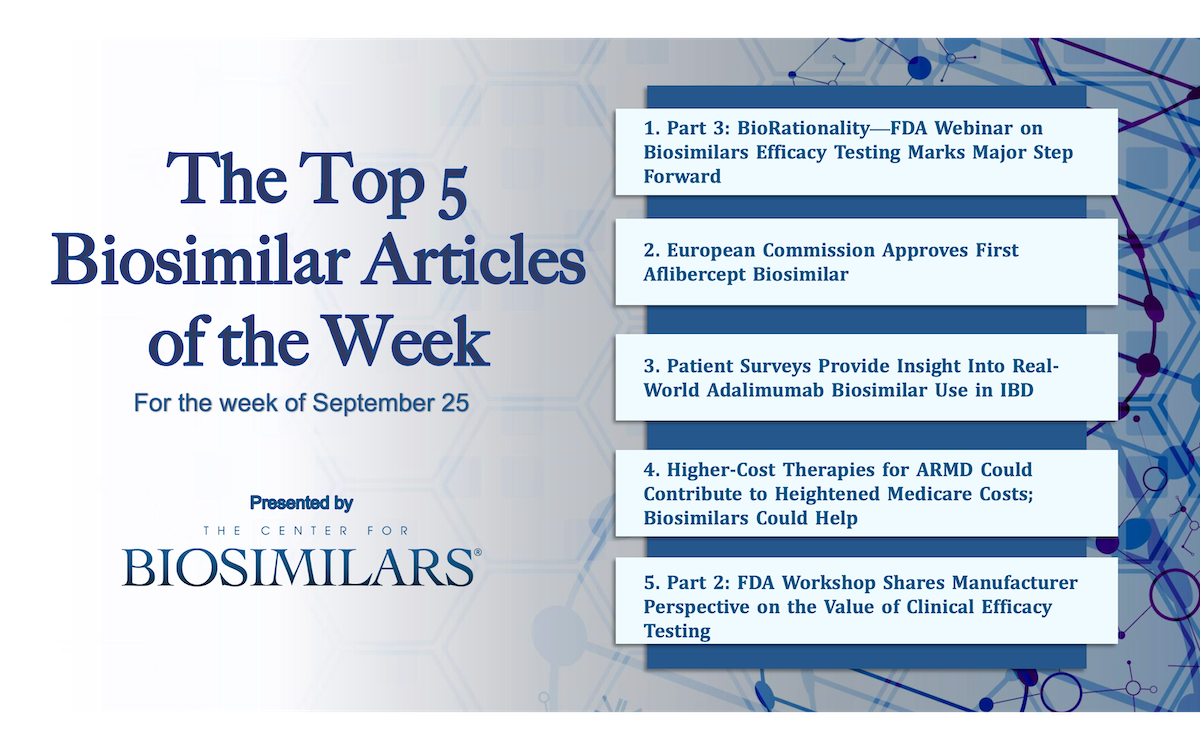 Here are the top 5 biosimilar articles for the week of September 25, 2023.