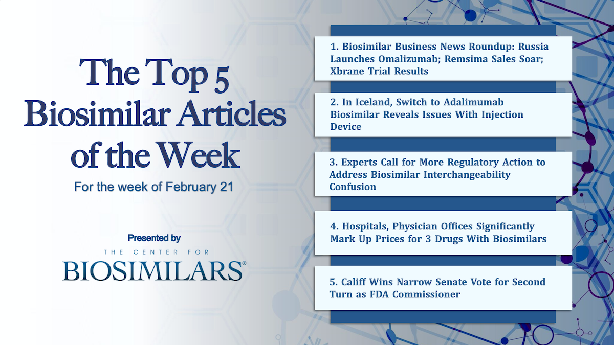 Here are the top 5 biosimilar articles for the week of February 21, 2022.