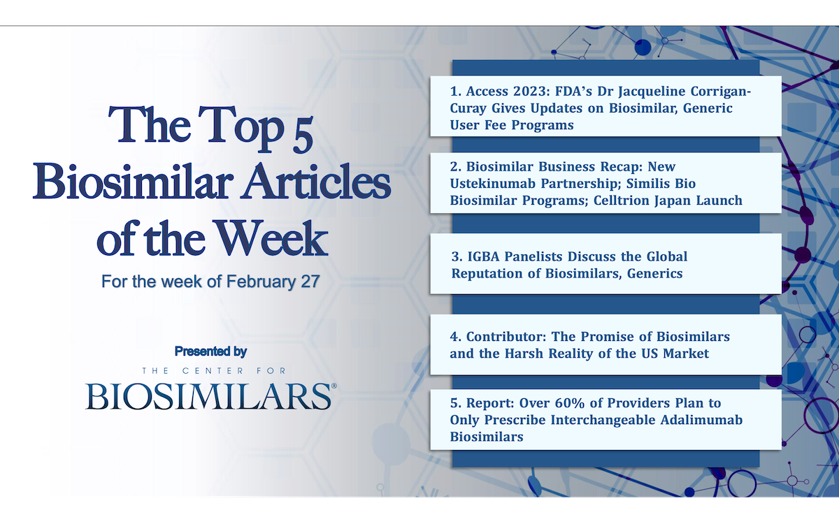Here are the top 5 biosimilar articles for the week of February 20, 2023.