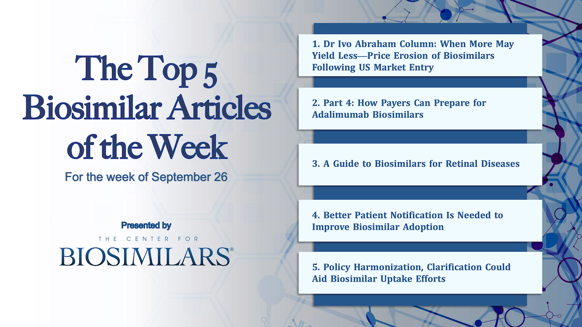 Here are the top 5 biosimilar articles for the week of September 26, 2022.