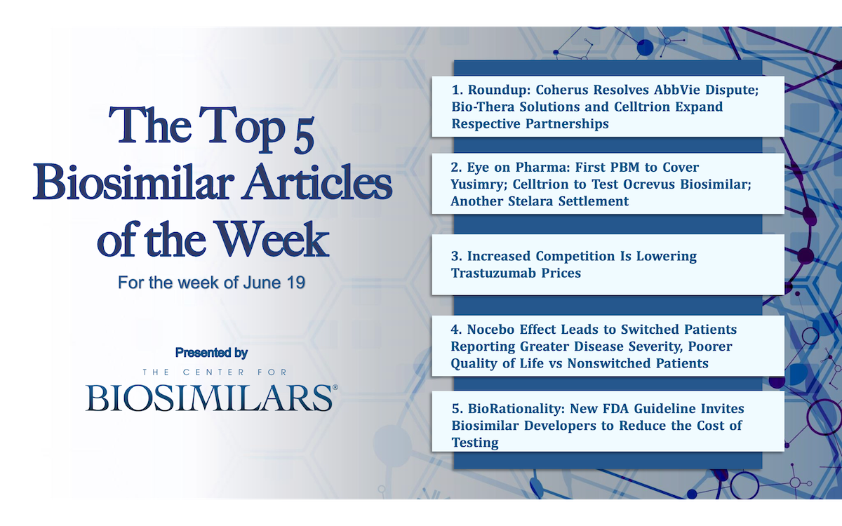 Here are the top 5 biosimilar articles for the week of June 19, 2023.