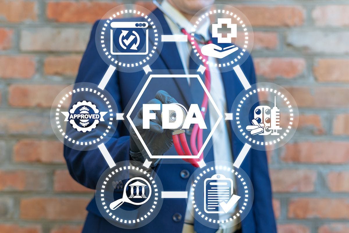 FDA surrounded by clipart images of things related to the agency