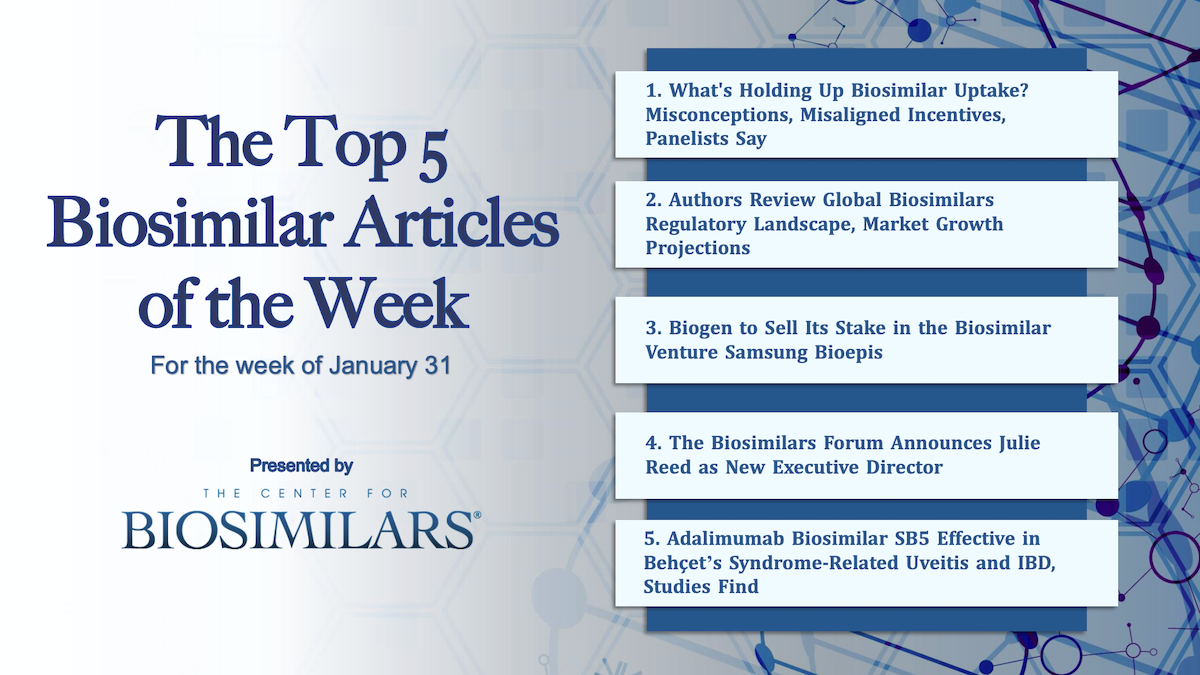 Here are the top 5 biosimilar articles for the week of January 31, 2022.