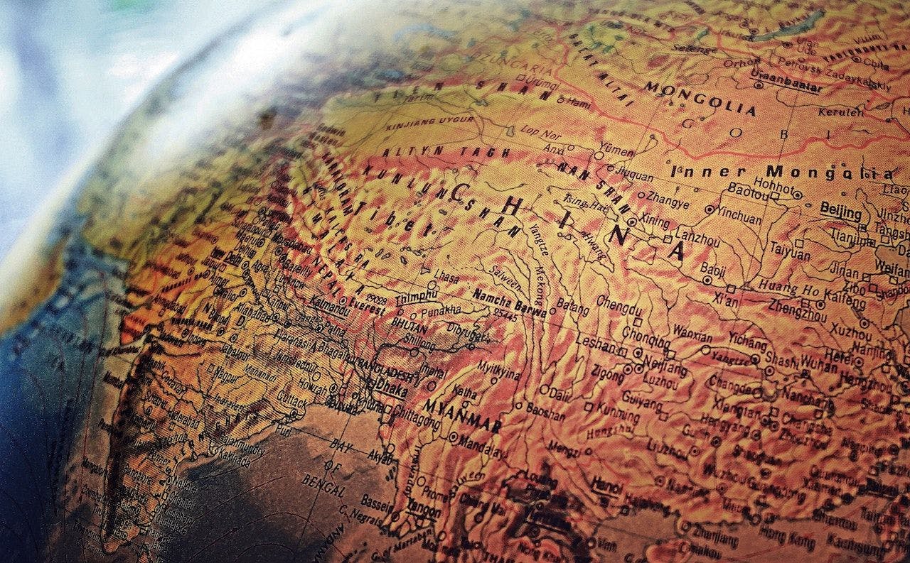 globe with china showing