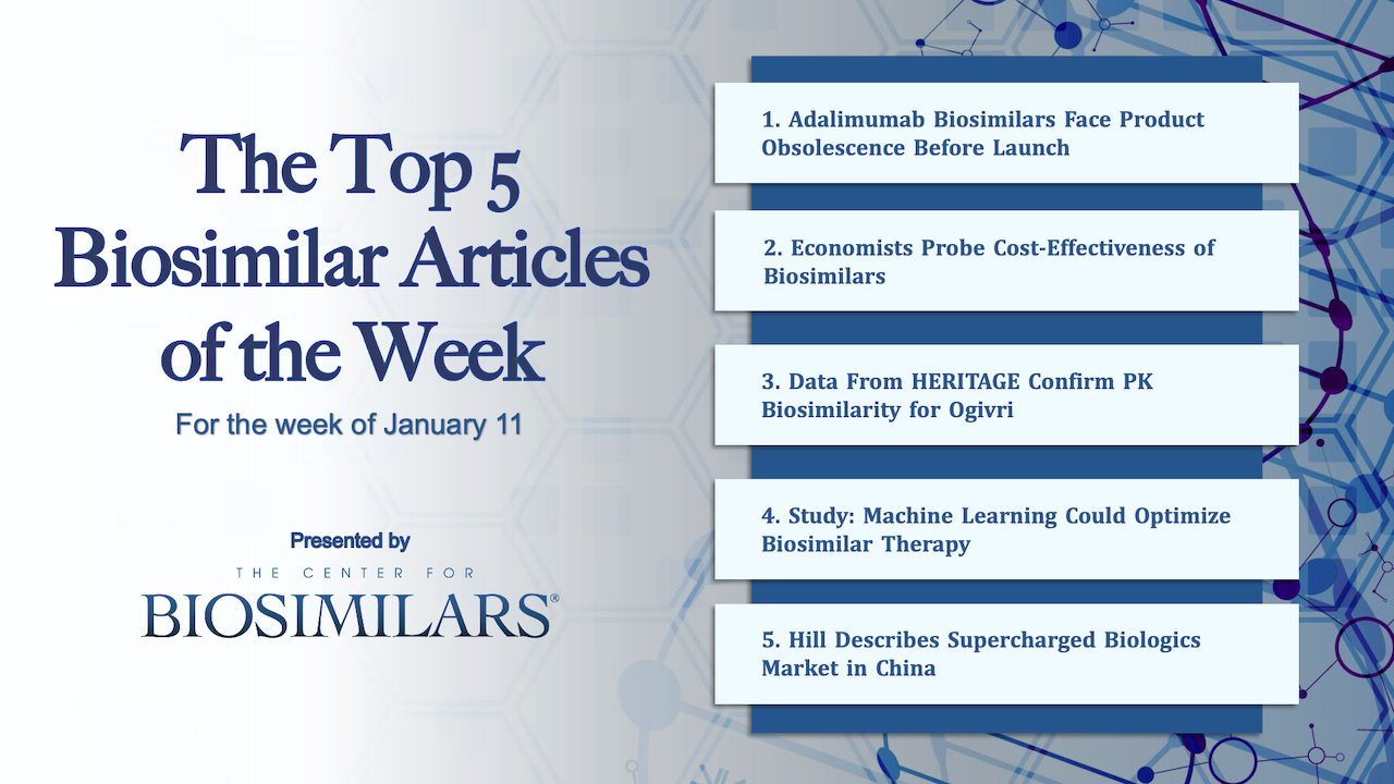 Here are the top 5 biosimilar articles for the week of January 11, 2021.