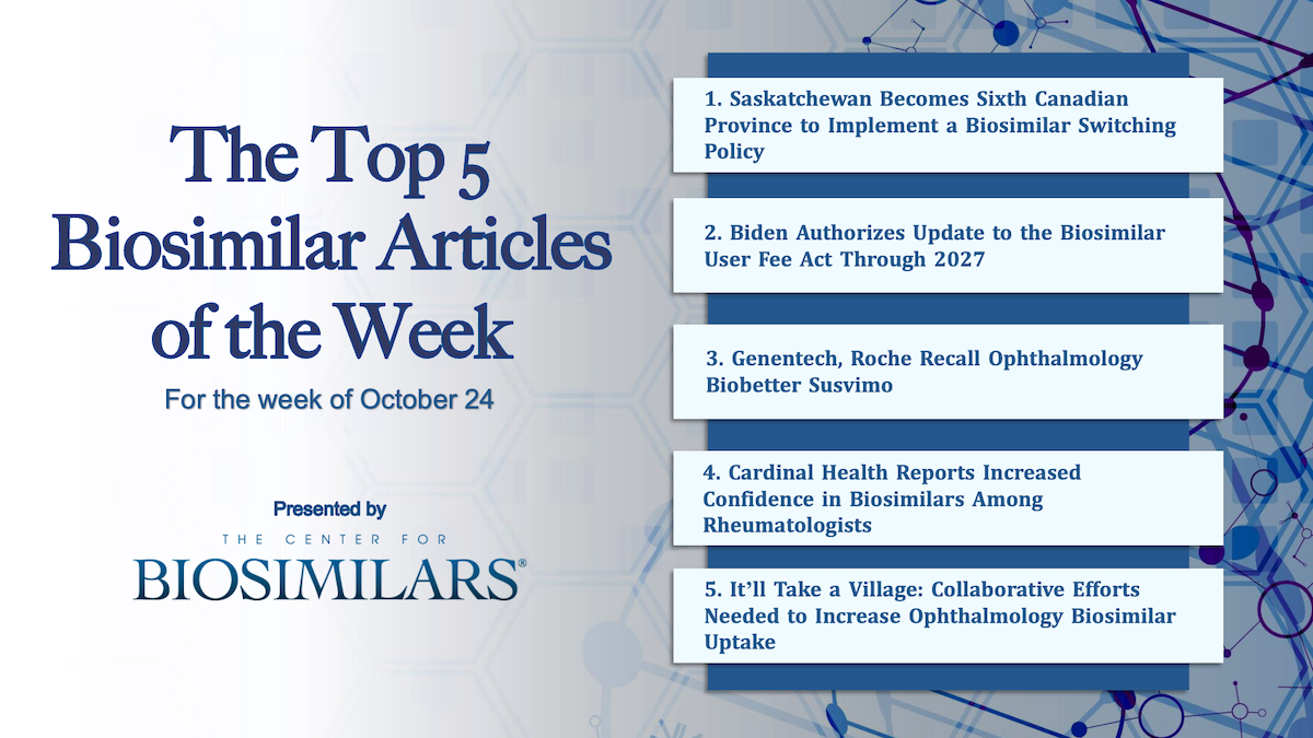 Here are the top 5 biosimilar articles for the week of October 24, 2022.