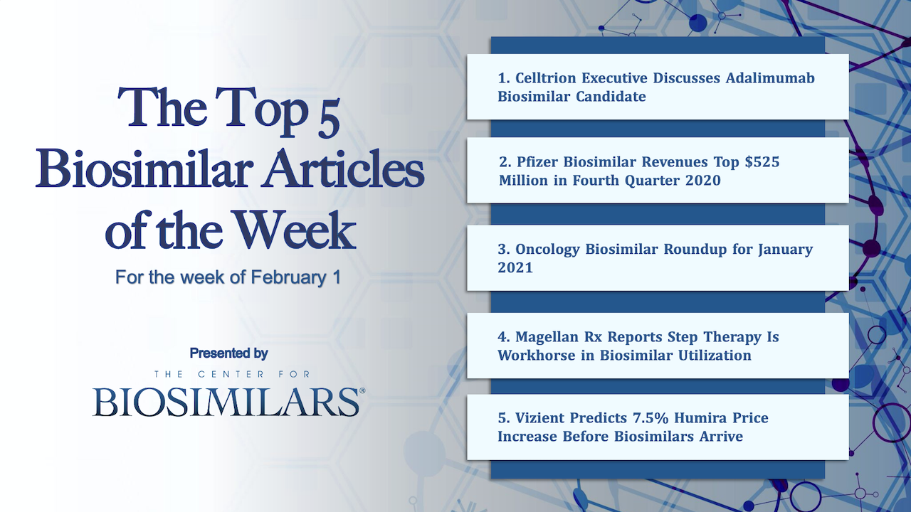 Here are the top 5 biosimilar articles for the week of February 1, 2021.